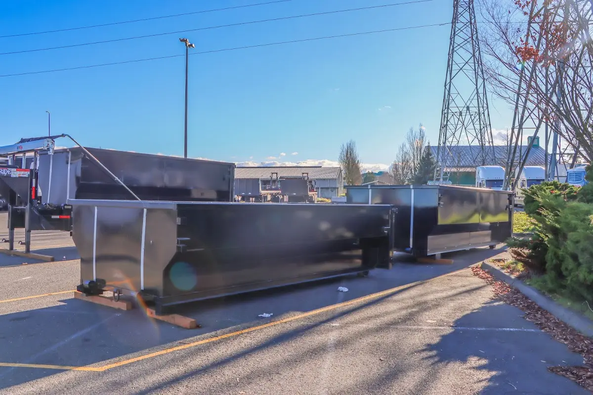 Roll-off dumpster ready for waste disposal at job site for 2 Yard Dumpster Rental in Readington